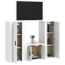 Set de muebles de TV 3 piezas madera contrachapada blanco