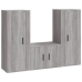 Set de muebles para TV 3 pzas madera contrachapada gris Sonoma