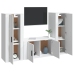 Set de muebles de TV 3 piezas madera contrachapada blanco