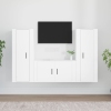 Set de muebles de TV 3 piezas madera contrachapada blanco