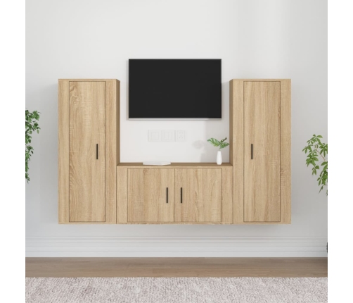 Set de muebles para TV 3 pzas madera contrachapada roble sonoma