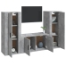 Set de muebles de TV 3 pzas madera contrachapada gris hormigón