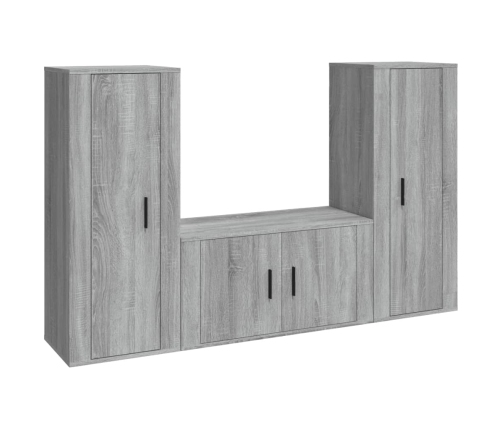 Set de muebles para TV 3 pzas madera contrachapada gris Sonoma