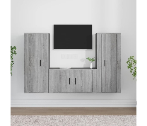 Set de muebles para TV 3 pzas madera contrachapada gris Sonoma