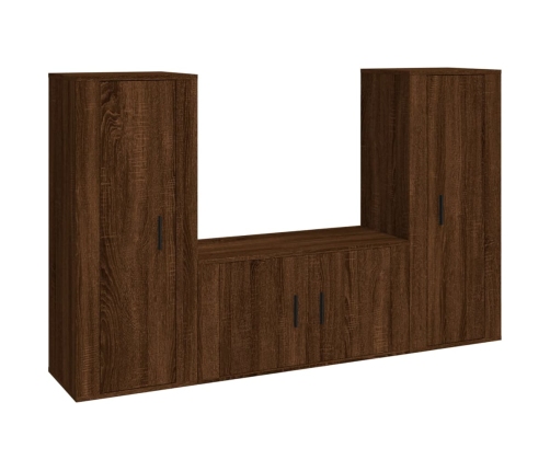 vidaXL Set de muebles para TV 3 pzas madera contrachapada roble marrón