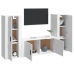 Set de muebles de TV 3 piezas madera contrachapada blanco