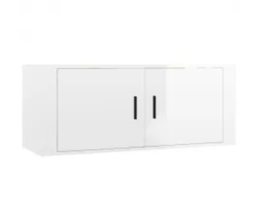 Set de muebles de TV 3 pzas madera contrachapada blanco brillo