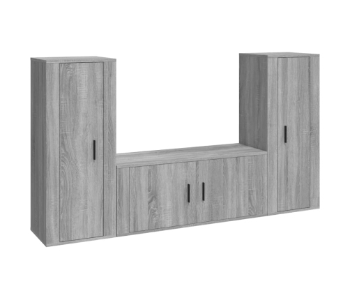 Set de muebles para TV 3 pzas madera contrachapada gris Sonoma