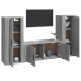 Set de muebles para TV 3 pzas madera contrachapada gris Sonoma