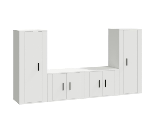 Set de muebles para TV 4 piezas madera contrachapada blanco