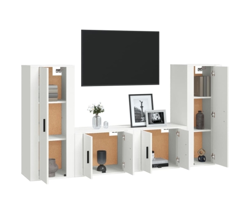 Set de muebles para TV 4 piezas madera contrachapada blanco