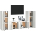 Set de muebles para TV 4 piezas madera contrachapada blanco