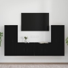 Set de muebles para TV 4 piezas madera contrachapada negro