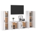 Set de muebles de TV 4 pzas madera contrachapada blanco brillo