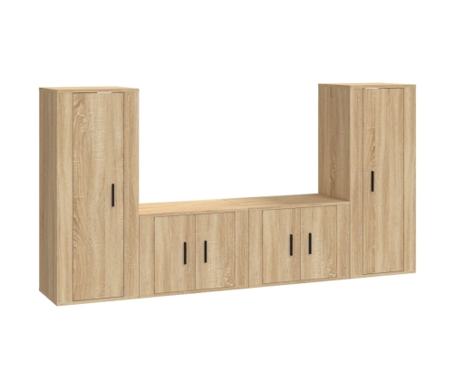 Set de muebles para TV 4 pzas madera contrachapada roble Sonoma