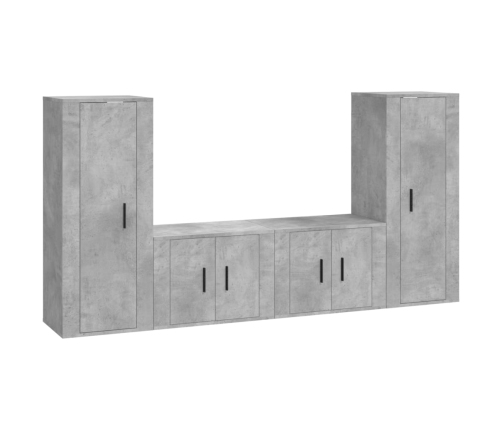 Set de muebles de TV 4 pzas madera contrachapada gris hormigón