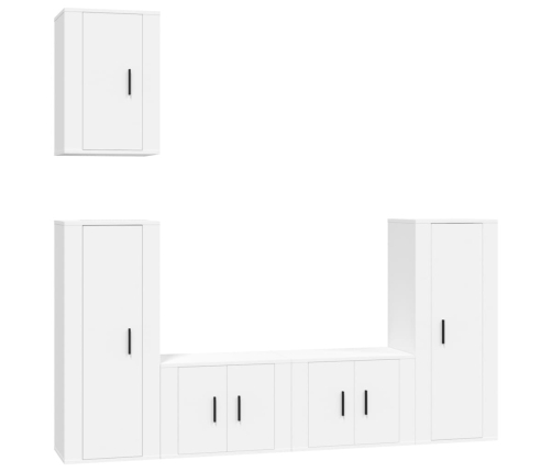 Set de muebles para TV 5 piezas madera contrachapada blanco