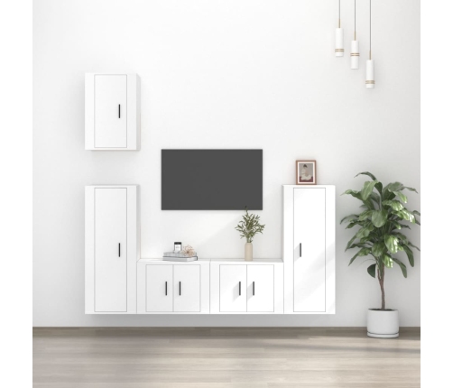 Set de muebles para TV 5 piezas madera contrachapada blanco