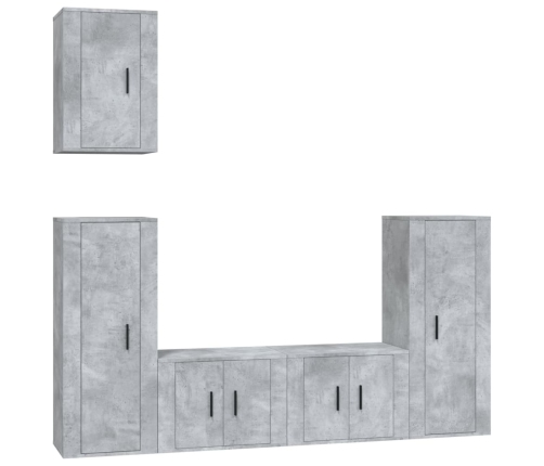 Set de muebles de TV 5 pzas madera contrachapada gris hormigón