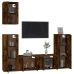 Set de muebles de TV 5 pzas madera contrachapada roble ahumado