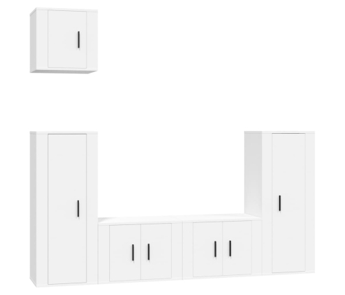 Set de muebles para TV 5 piezas madera contrachapada blanco