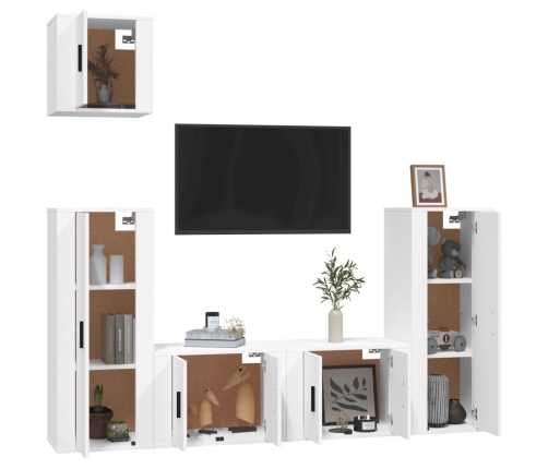 Set de muebles para TV 5 piezas madera contrachapada blanco