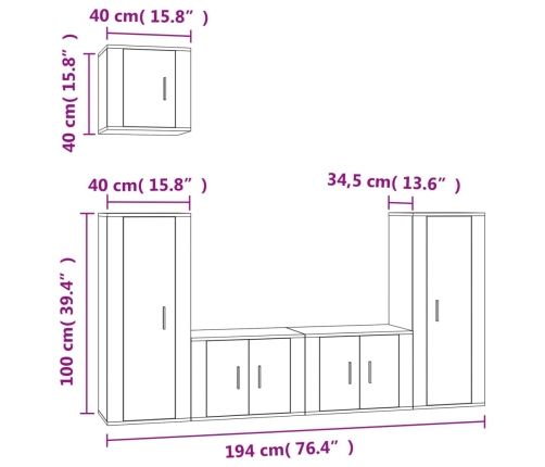 Set de muebles para TV 5 piezas madera contrachapada blanco