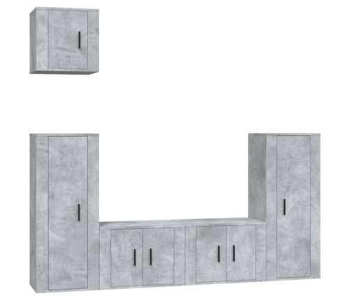 Set de muebles de TV 5 pzas madera contrachapada gris hormigón