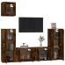 Set de muebles de TV 5 pzas madera contrachapada roble ahumado