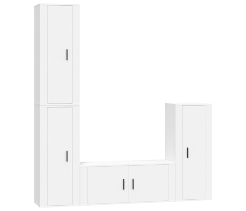 Set de muebles para TV 4 piezas madera contrachapada blanco