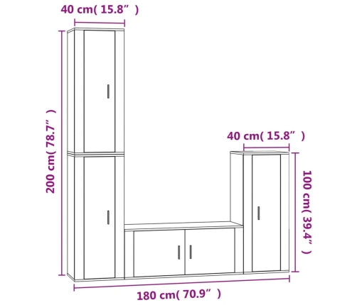 Set de muebles para TV 4 piezas madera contrachapada blanco