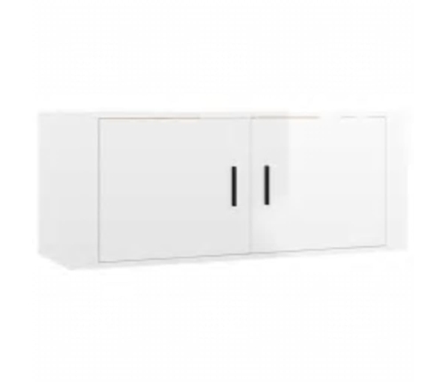 Set de muebles de TV 4 pzas madera contrachapada blanco brillo