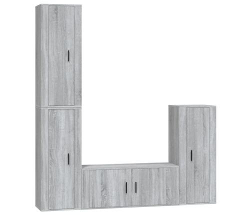 Set de muebles para TV 4 pzas madera contrachapada gris Sonoma