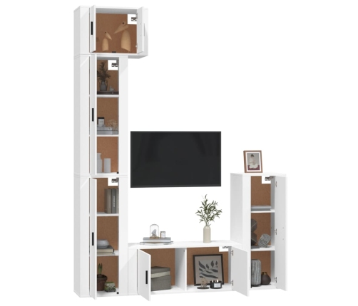 Set de muebles para TV 5 piezas madera contrachapada blanco