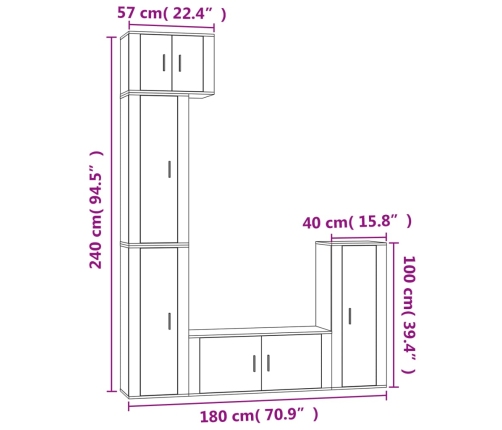 Set de muebles para TV 5 piezas madera contrachapada blanco