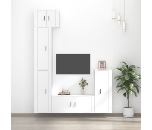 Set de muebles para TV 5 piezas madera contrachapada blanco