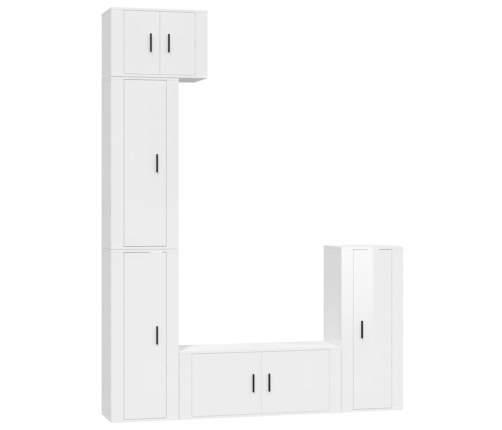 Set de muebles de TV 5 pzas madera contrachapada blanco brillo