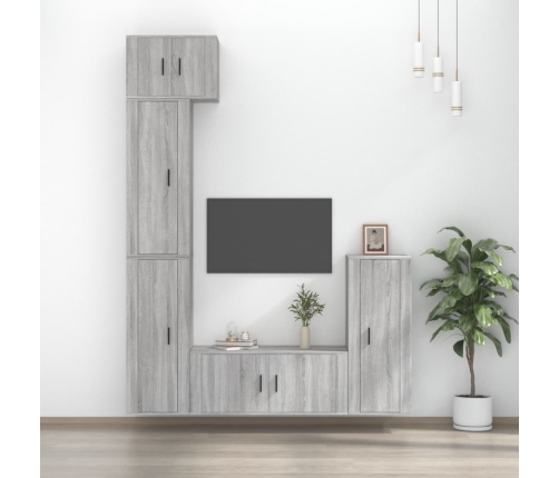 Set de muebles para TV 5 pzas madera contrachapada gris Sonoma