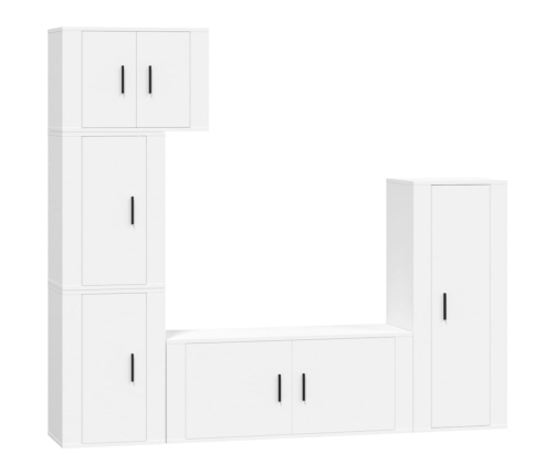 Set de muebles para TV 5 piezas madera contrachapada blanco