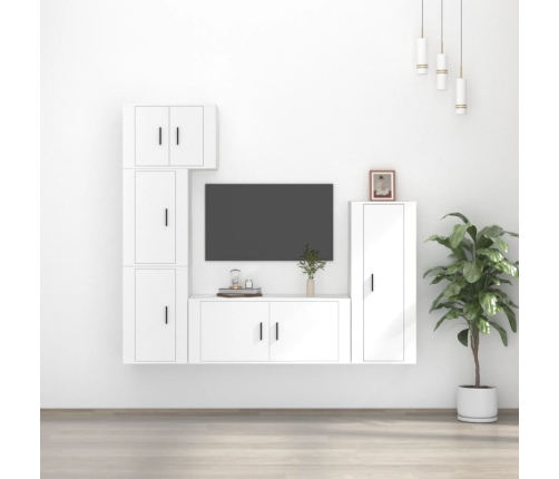 Set de muebles para TV 5 piezas madera contrachapada blanco