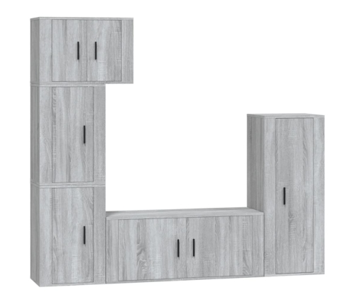 Set de muebles para TV 5 pzas madera contrachapada gris Sonoma