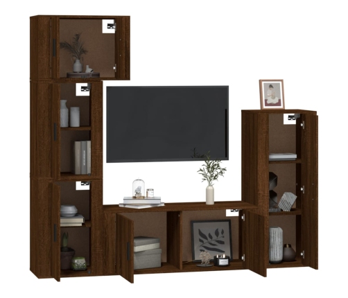 vidaXL Set de muebles para TV 5 pzas madera contrachapada roble marrón