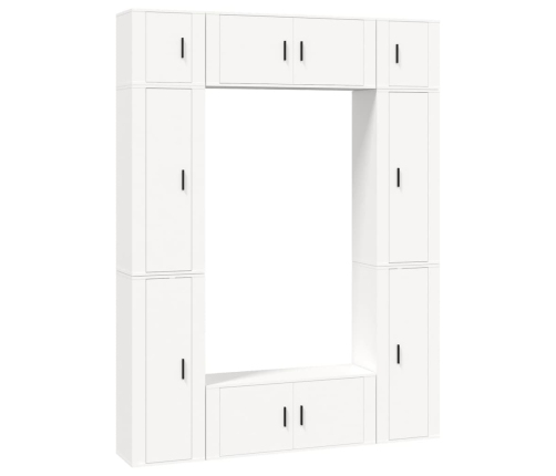 Set de muebles para TV 8 piezas madera contrachapada blanco