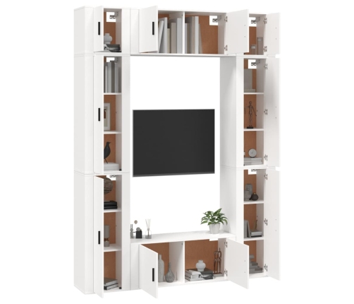 Set de muebles para TV 8 piezas madera contrachapada blanco