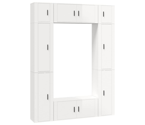 Set de muebles de TV 8 pzas madera contrachapada blanco brillo