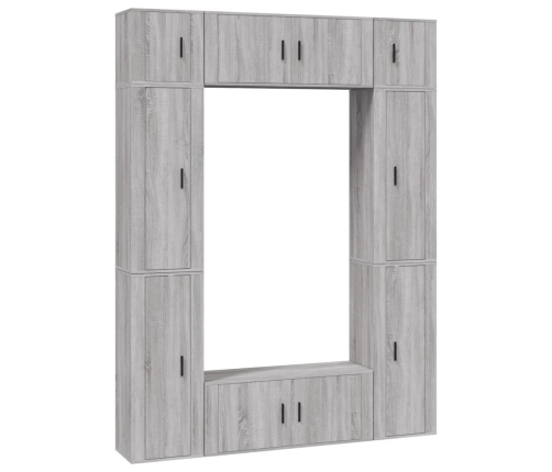 Set de muebles para TV 8 pzas madera contrachapada gris Sonoma