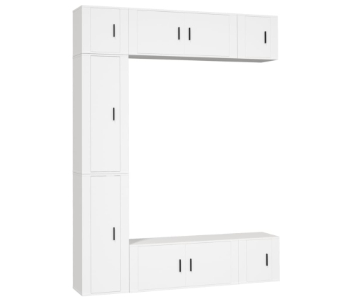 Set de muebles para TV 7 piezas madera contrachapada blanco