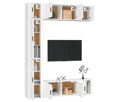 Set de muebles para TV 7 piezas madera contrachapada blanco