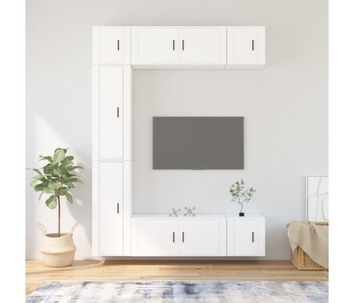 Set de muebles para TV 7 piezas madera contrachapada blanco