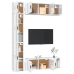 Set de muebles de TV 7 pzas madera contrachapada blanco brillo